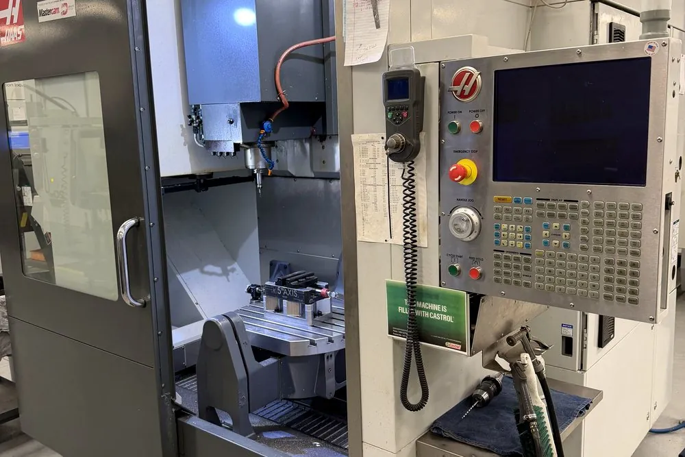 Haas vertical machining centre in production
